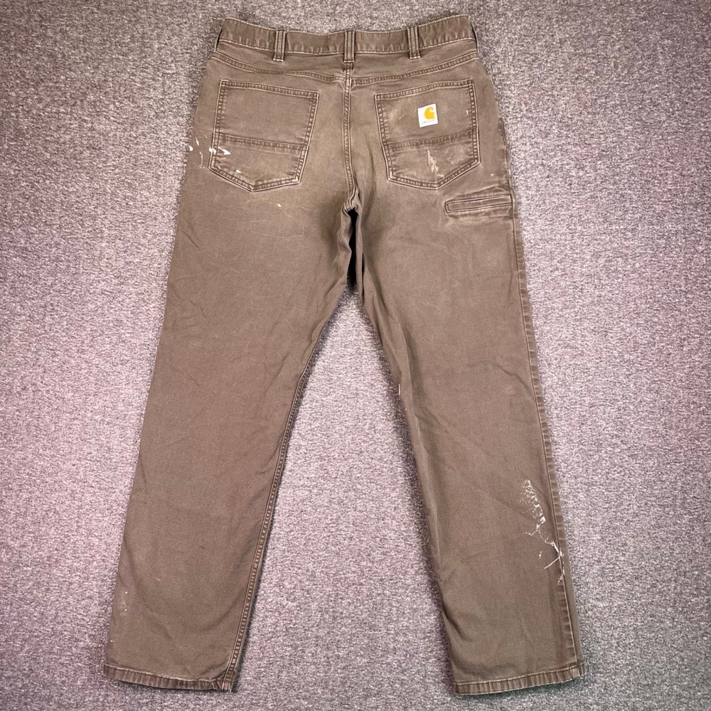 Carhartt Pants Mens 35x34 Brown Rugged Flex Relaxed Workwear Canvas Utility Work - Picture 2 of 16